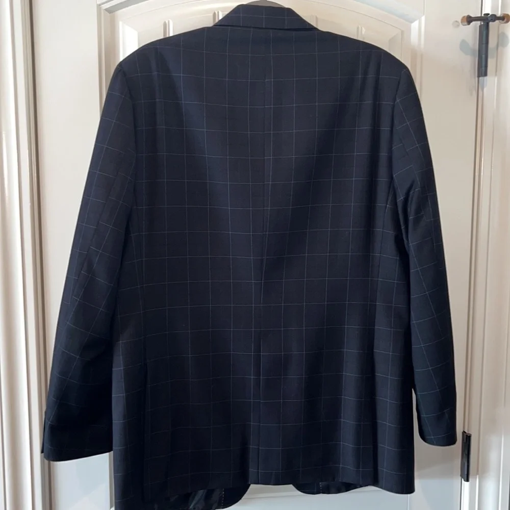 CERUTTI 1881 Italian suit jacket dark gray/ black blue windowpane tag Italian 52